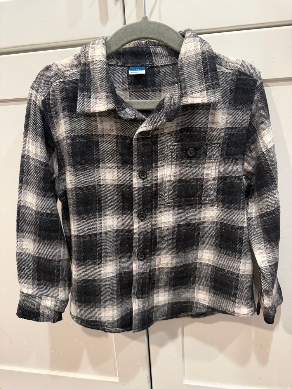 Old Navy Kids 3T Black & White Plaid Button-Up Flannel Shirt